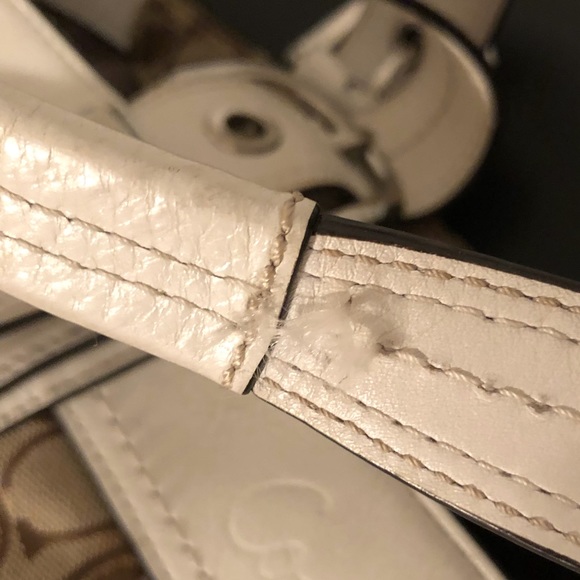 SOLD Coach tan and white purse - Picture 5 of 8